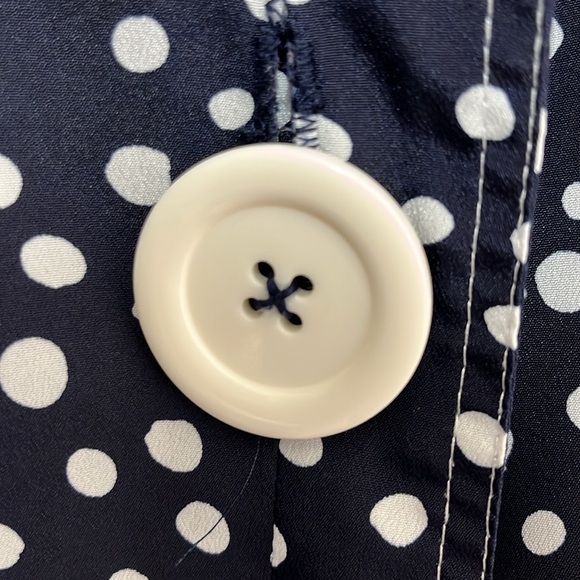 Multiples Women's Blazer Jacket Size L Navy Blue White Polka Dots Office Spring - Picture 5 of 11